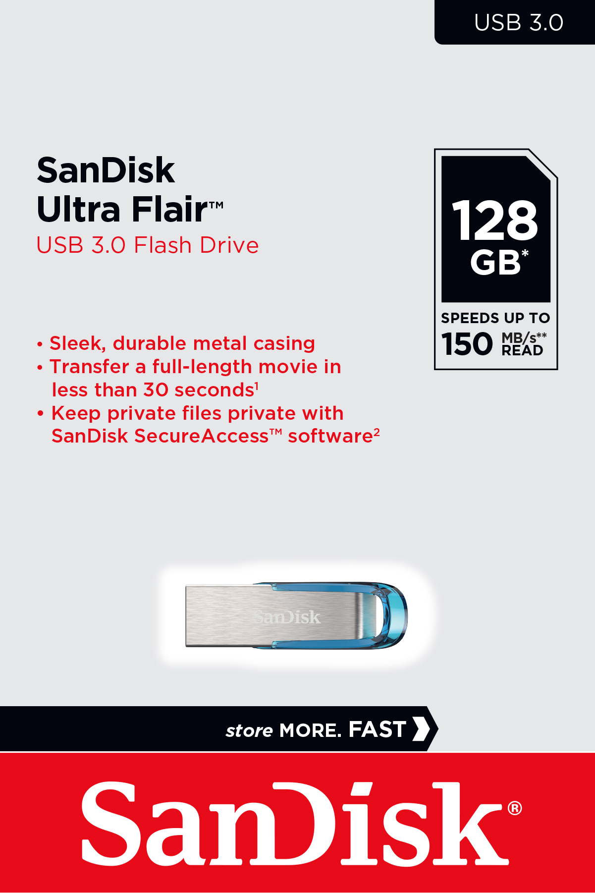 Picture of SanDisk 128Gb Ultra Flair USB Blue