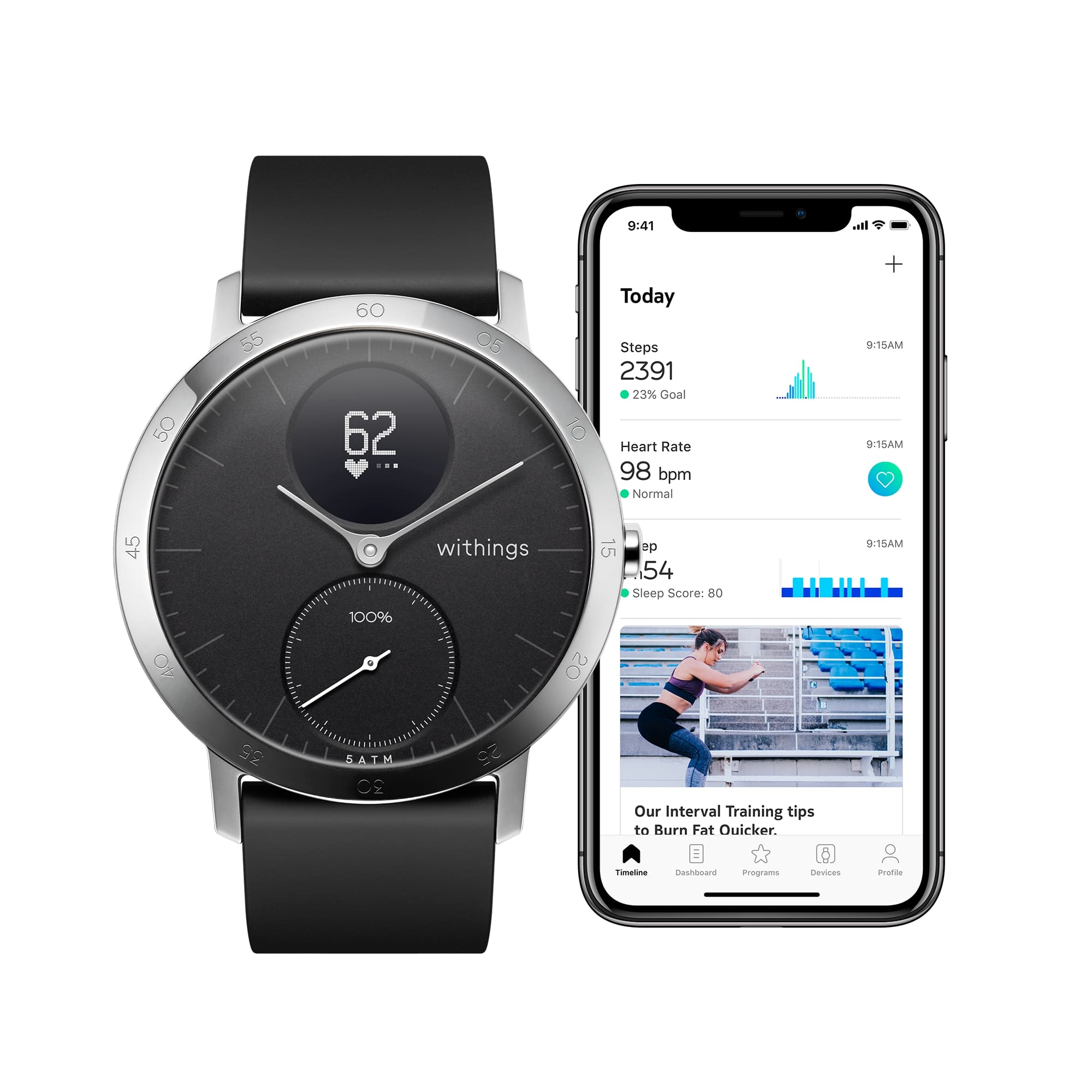 Picture of Withings Smartwatch Steel HR 40mm Black